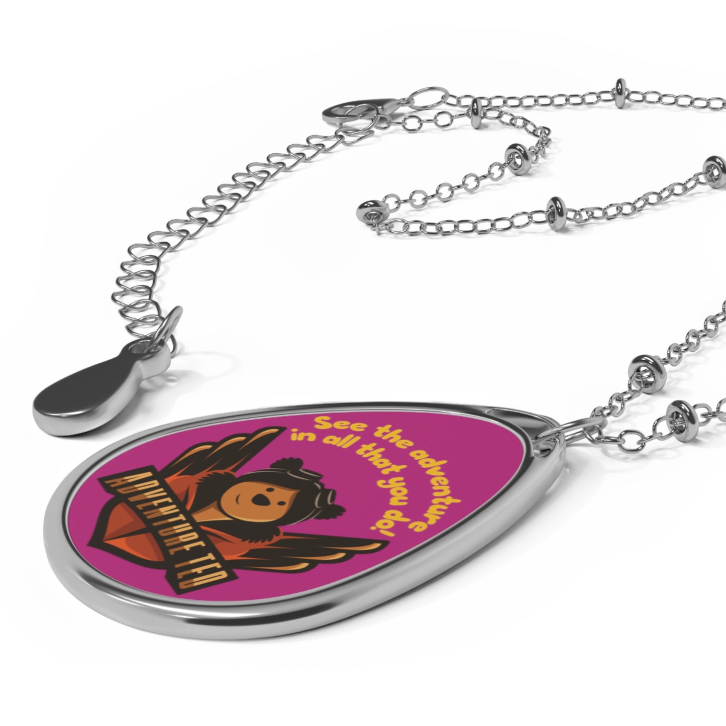 Pink Adventure Ted Oval Necklace